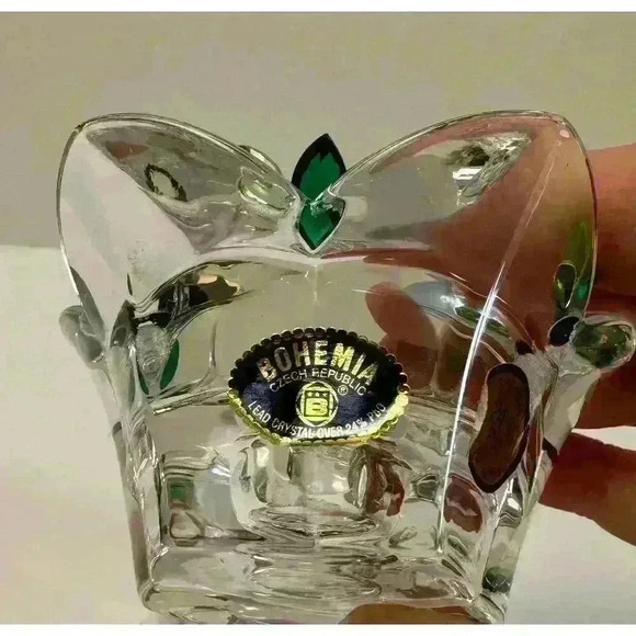 Pair of Bohemia Crystal Candle Holders 2 Made In Czech Republic-24%Pbo Emerald - Picture 9 of 10